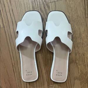 a new day White Cutout Slide Sandals for Women